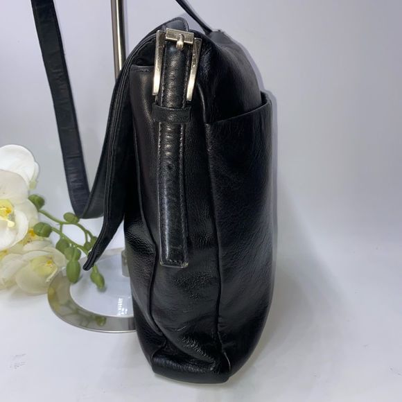 Fossil Flap Leather Messenger Bag Black Medium - Picture 4 of 12